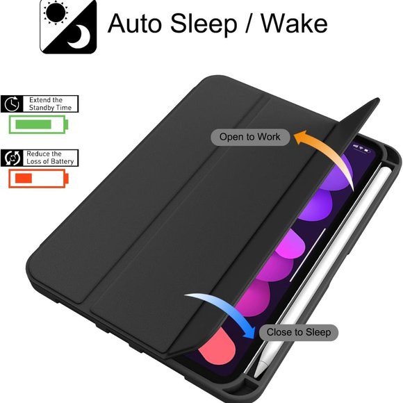 Space Gray iPad Mini 6 Case 2021 6th Generation with Pencil Holder - NEW - Picture 3 of 6